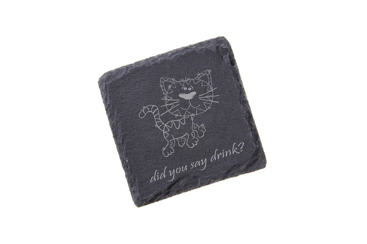 Excited to share the latest addition to my #etsy shop: Funky Cat - 'did you say drink?' - Personalised Slate Drinks Coasters, Gifts for Him, Gifts for Her-Free local delivery/Collect in person etsy.me/3ilBiqv #mothersday #yes #stone #slatecoaster #drinkscoaster