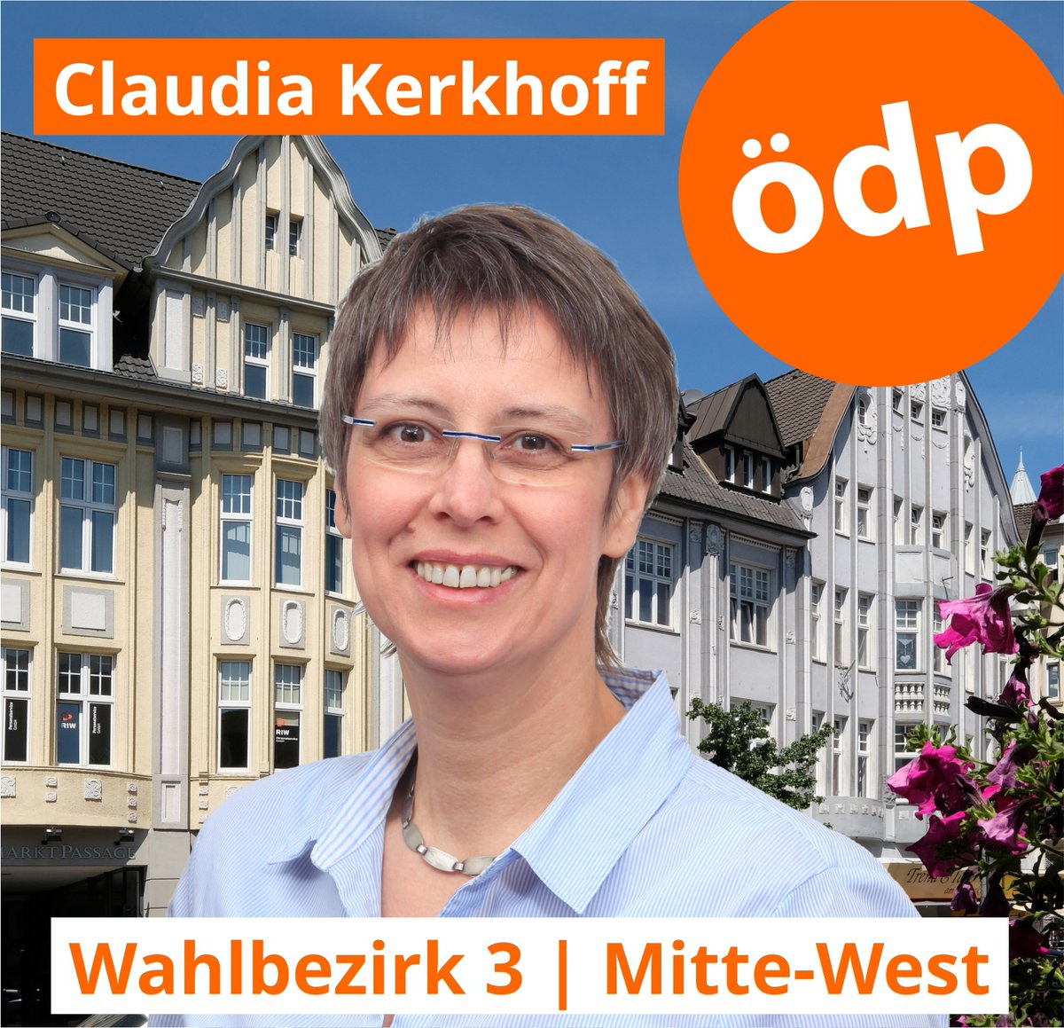 OeDPBottrop's tweet photo. Die #ÖDP Bottrop stellt ihre Kandidatin im Wahlbezirk 3/ Mitte-West vor:
Unsere Bürgerin für Bottrop Claudia Kerkhoff, 56, Krankenschwester https://t.co/0CWRuqh1Xv