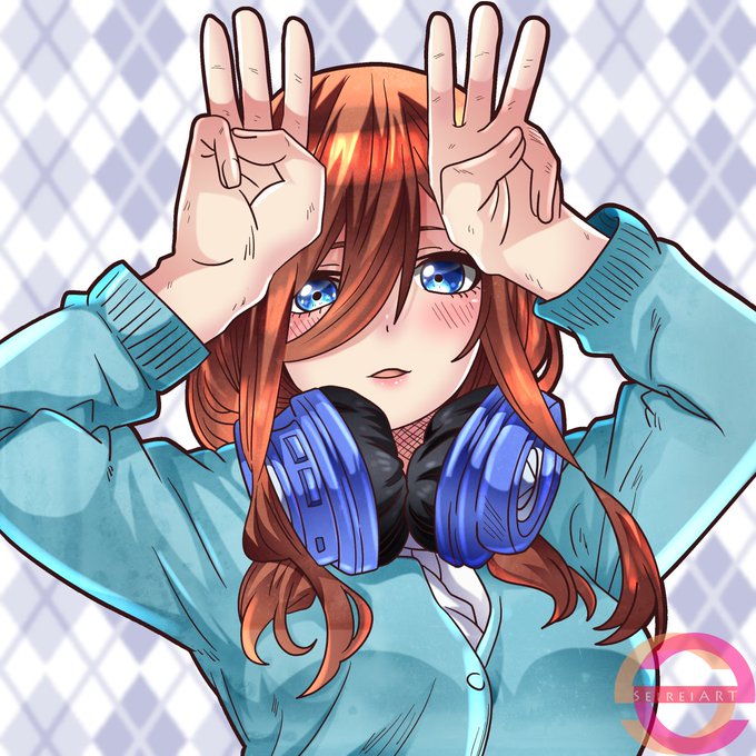 SeireiART 🇲🇦さんがTwitterに投稿した中野三玖(五等分の花嫁)のイラスト。
