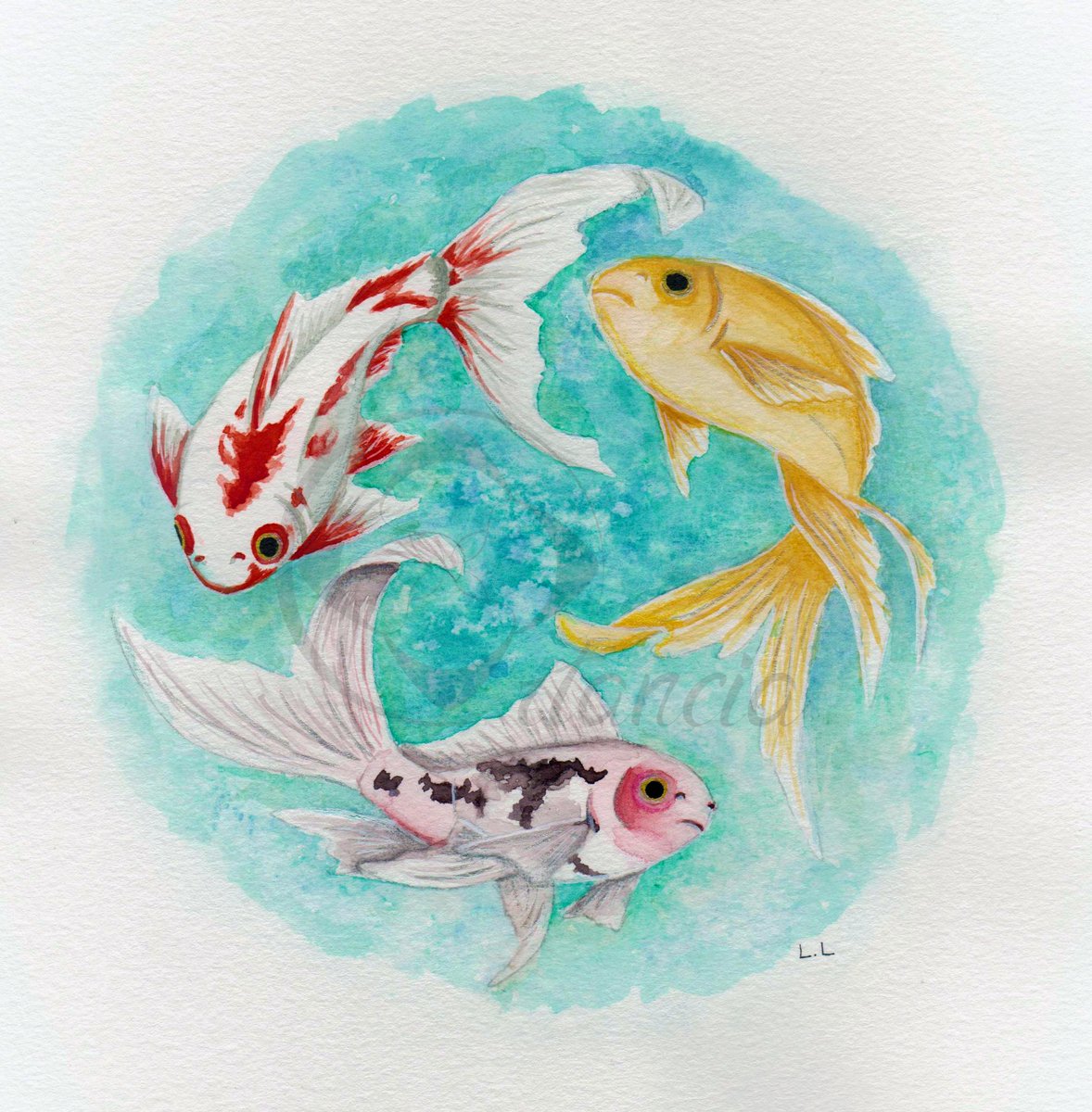 OrtanciaDesigns's tweet photo. My first watercolor painting! This is my three goldfishes (type cometes in french)

#fishes #golfishes #poissonrouge #poisson #aquarium #aquarelleart #aquariumfish #aquarellepainting #watercolor #watercolorpainting #aquarelle #animals #nature #pets #portraitanimalier #petportrait https://t.co/XDLzJrXi0r