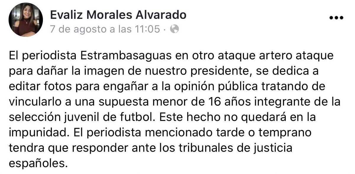 entrammbasaguas's tweet photo. La hija de Evo Morales me señala en Facebook por revelar la investigación que Bolivia está llevando a cabo sobre su padre. ¿Tan nerviosos se han puesto?

Justificar, amparar y defender el presunto abuso sexual a una menor de edad es de ser una auténtica salvaje. https://t.co/Q4iT0jIhNr