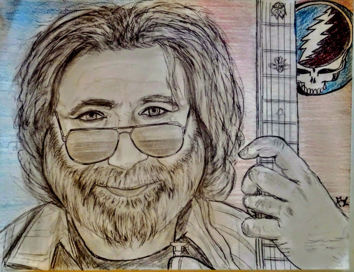 Here's some Pencil art  I just completed of The Awesome Lead Guitarist & Vocalist of 
The Grateful Dead 
Jerry Garcia.
 
Who died on this day
 August 9,1995 RIP 

#JerryGarcia #GratefulDead #DazeBetween #music #guitarist #ArtistOnTwitter #FanArt