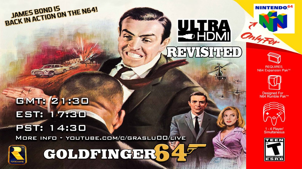 Graslu00's tweet photo. I'll be revisiting Goldfinger 64 tonight! See you in one hour - https://t.co/Wn8J1QV1IQ
#GE007 #GoldenEye007 #GE64 #GoldenEye #N64 https://t.co/10ulfy9pSm