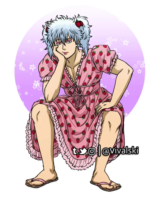Gintoki + Strawberry dress ? (ft. Toshi) 
#Gintama #銀魂 #GinHiji #銀土 