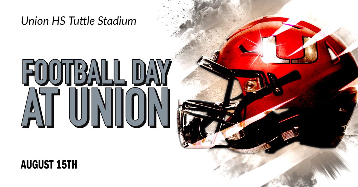 SAT AUG 15th
FOOTBALL DAY at UNION

Team Photos (UMAC)
 - 4p 8G Team Photos (Be there 3:40pm)
 - 4:30pm 9G Team Photos (Be there 4:15pm)

Scrimmages
Parents/Fans Welcome - enter Visitor side of Stadium
 - 5:30pm - 8/9th Grade (8G North, 9G south end)
 - 6:30pm - JV/Varsity