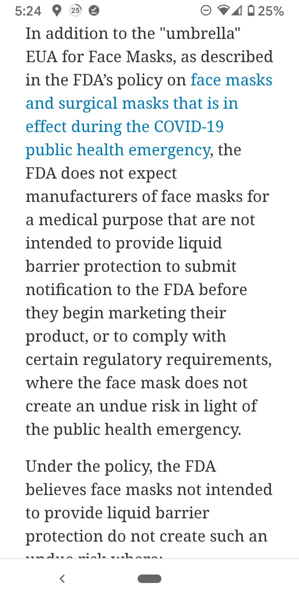 8/ there are a fair number of questions about whether "surgical masks" found online are good enough.Don't look for "FDA approved"FDA has issued broad regulatory flexibilities for mask makers unless they claim liquid resistance (which you don't need) https://www.fda.gov/medical-devices/coronavirus-covid-19-and-medical-devices/face-masks-and-surgical-masks-covid-19-manufacturing-purchasing-importing-and-donating-masks-during