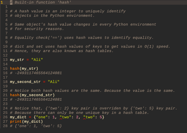 flowfelis's tweet photo. Day 29/100 of #100DaysOfPythonTips. Common interview question -> "hash" and it's relation with dict. Today is just about built-in function 'hash'. Tomorrow would be more detailed, also about __hash__ dunder method 😉
#Python #Python3 #100DaysOfCode #DEVCommunity #CodeNewbies https://t.co/2Kp521X4Ob