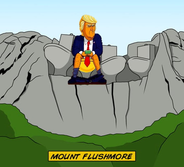 Impeach_Cheeto's tweet photo. @kylegriffin1 Mount Rushmore? No way.
Maybe on #MountFlushmore. https://t.co/HVpzW4BGfM
