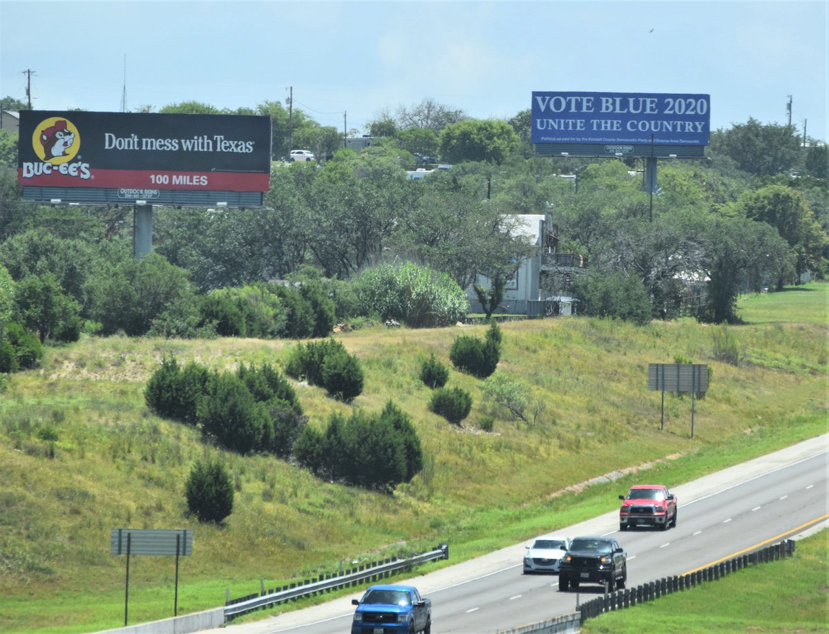 BoerneDemocrats's tweet photo. A billboard in the heart of TEXAS. The blue wave is here y’all 🌊🌊🌊 #TurnTexasBlue #VoteLikeYourLifeDependsOnIt #VoteBlue2020 https://t.co/Sh9MdE3rYR