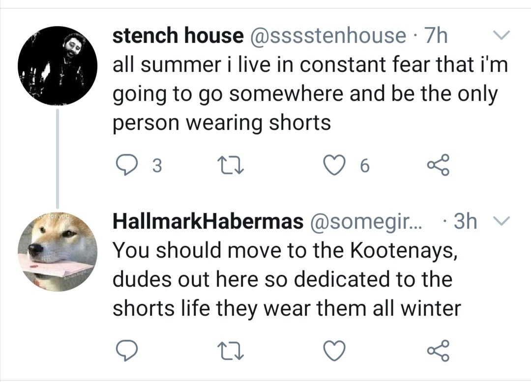 No kootenay man ever feared wearing shorts