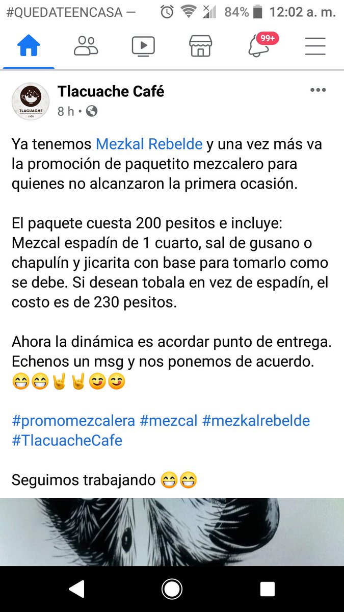 sesuscraiz's tweet photo. @Ar4nz4zu @vladpalma @vickyvidal1 @carmenespival @gcerveravalee @CarlosMillan_13 Un placer compartir❗
Y #PorSiOcupan #PracticaDeCampo l@s amig@s de #TlacuacheCafé siguen trabajando desde "su guarida" con entregas en punto acordado y tienen #Mezcal #MezkalRebelde #PromoMezcalera https://t.co/TvVlcNqRL3