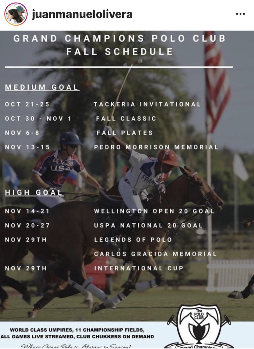 SPKlein52's tweet photo. @GrandChampions_ Polo Club Fall 2020 Schedule • @DaleSchwetz @melissaganzi @GanziGrant @juan_bollini @marianogracida @CarlitosGPOLO @Wellingtonflgov @PBCounty @PalmBeaches @visitpalmbeach https://t.co/GxA4u0x56L