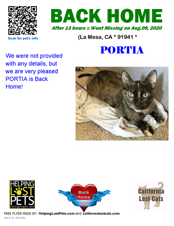 CALostCats's tweet photo. Welcome #BackHome Portia!! https://t.co/AFwHmEhkjs