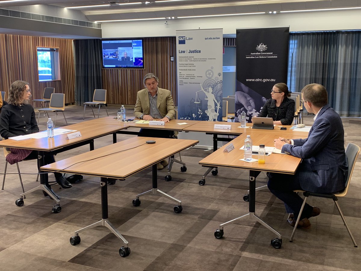qutlaw's tweet image. Expert panel discussing the #regulation and latest developments in #AutomatedDecisionMaking research and practice at today’s webinar with the Hon Justice SC Derrington, Prof Dan Hunter, @marekkowal, @AnnaHuggins3 and Lisa Keeling #administrativelaw #ALRC #QUTLaw