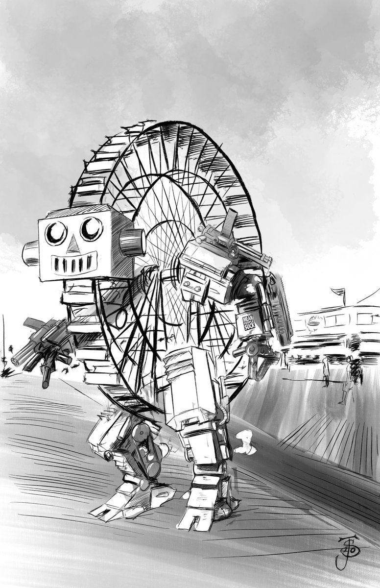 schiekapedia's tweet photo. Mech Ferris Wheeler for @frankee_white
#art #artist #artwork #comics #comicbooks #makecomics #makingcomics #illustration #ferriswheeler #fanart #20fists #indiecomics #mech #robot https://t.co/HXb5uzkiBJ