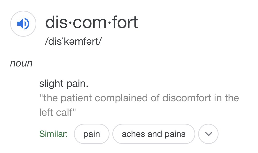 the word discomfort insinuates slight pain which is very very important when talking about this as it’s almost on the opposite extreme when referring to distress. this is what comes with incongruence.