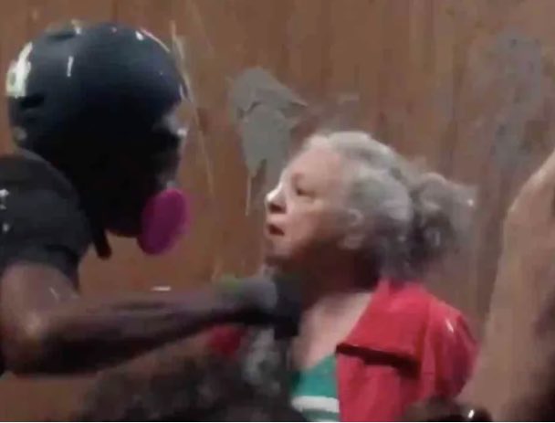 Democrat #Antifa thug assaults elderly woman. #VoteRed2020 like your life depends on it.