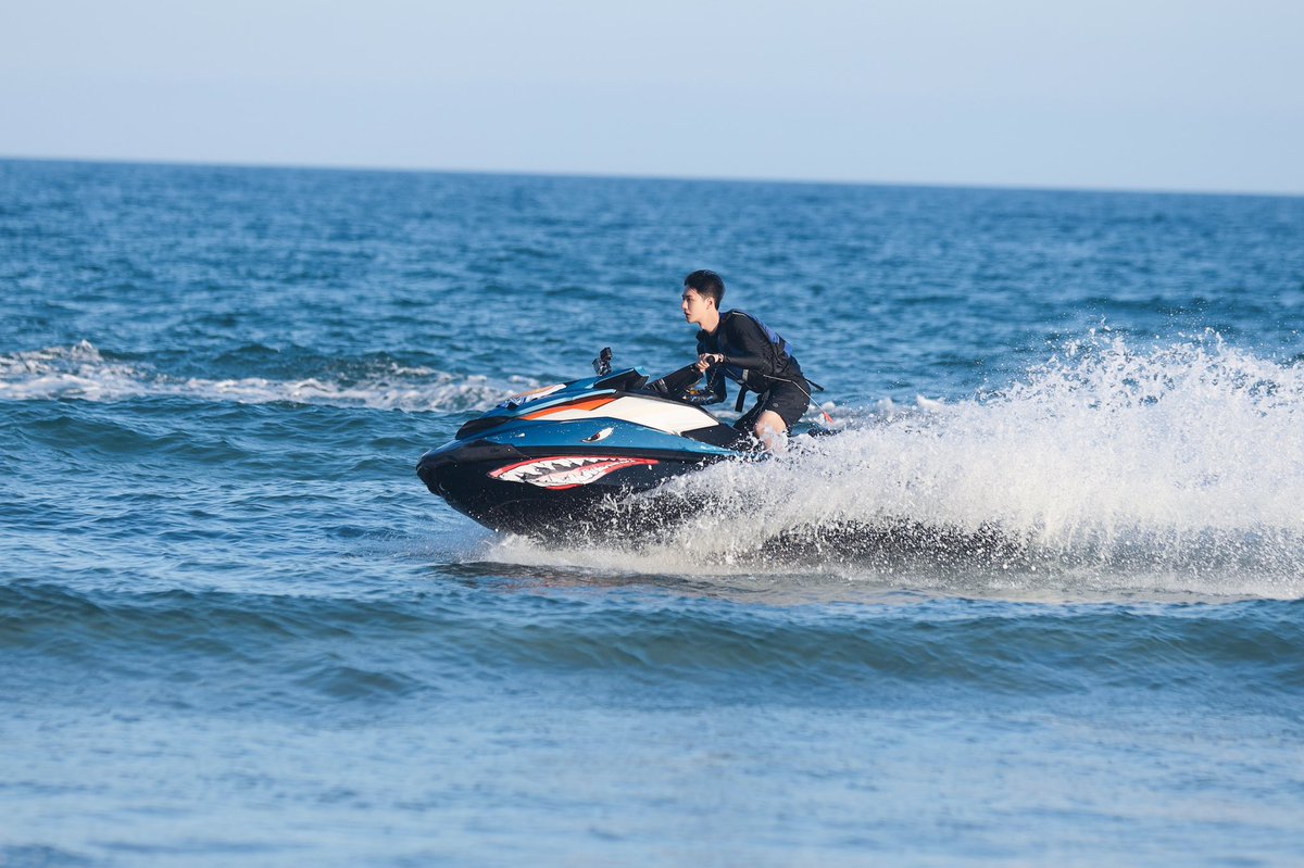 20-Jetski:It was his 1st time riding it in the Variety Show "Summer Surf Shop" but he was already riding it like a pro (it might be due to his experience in motorcycle racing)Link: 