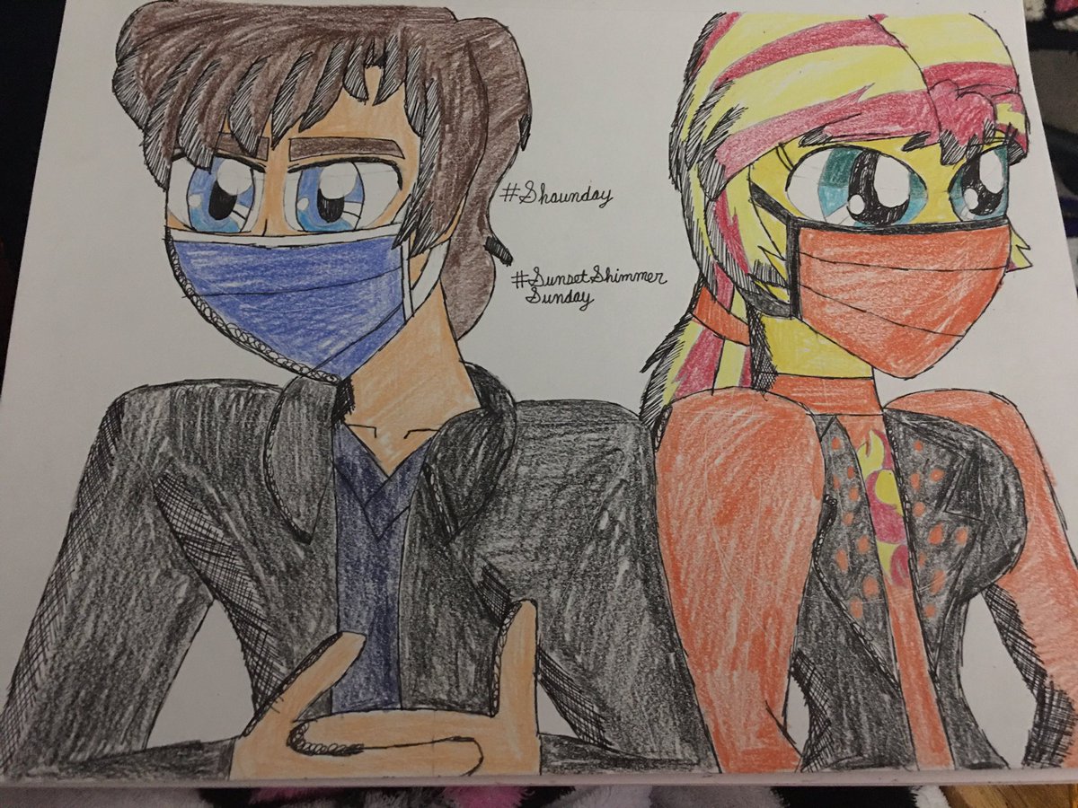 #FanArt #TheGoodDoctor-#MyLittlePonyEquestriaGirls crossover, have a safe #Shaunday/#SunsetShimmerSunday from Dr. Shaun Murphy and Sunset Shimmer. 😊😷❤️🧡💛💚💙💜
