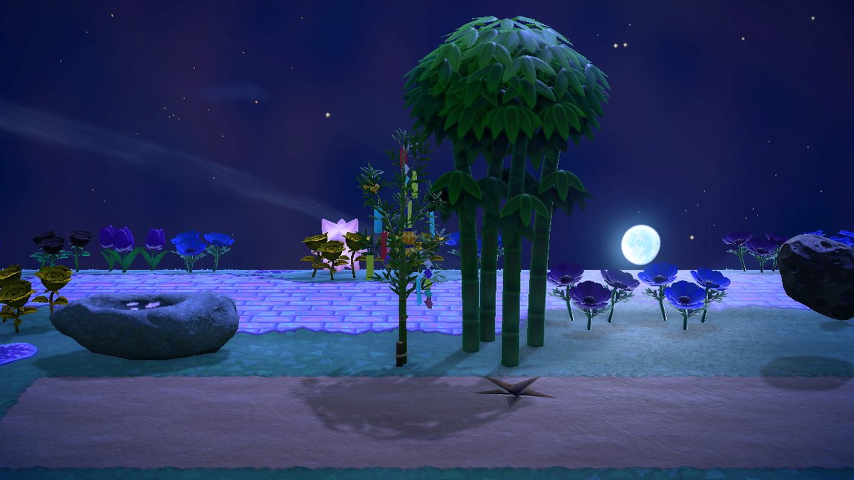 GamingMellybean's tweet photo. The Path at night. A perfect spot to stargaze. #AnimalCrossing #ACNH #NintendoSwitch https://t.co/dZHflj2vA0