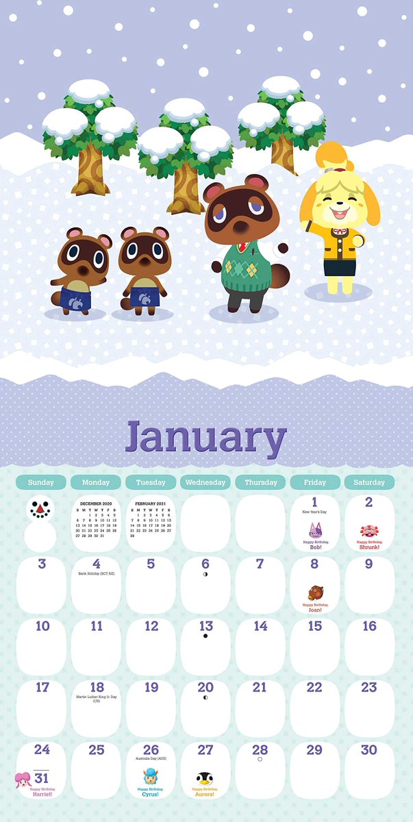 Animal Crossing World On Twitter An Animal Crossing 2021 Wall Calendar Is Now Available For Pre Order On Amazon Seems To Be Based On New Leaf Though Not New Horizons Ad ac new leaf kalender 2021