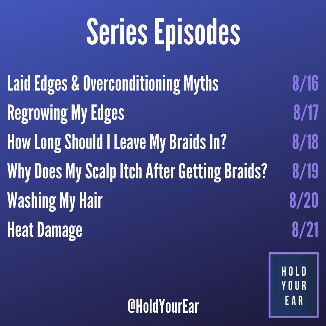 HoldYourEar's tweet photo. Starting tomorrow, #HoldYourEar will release new episodes each day at 11 a.m. EST!

Each episode will feature new conversations with haircare professionals discussing the truths &amp; myths about #Blackhair. 

Which episode are you most excited for? https://t.co/4FOlilrU5u