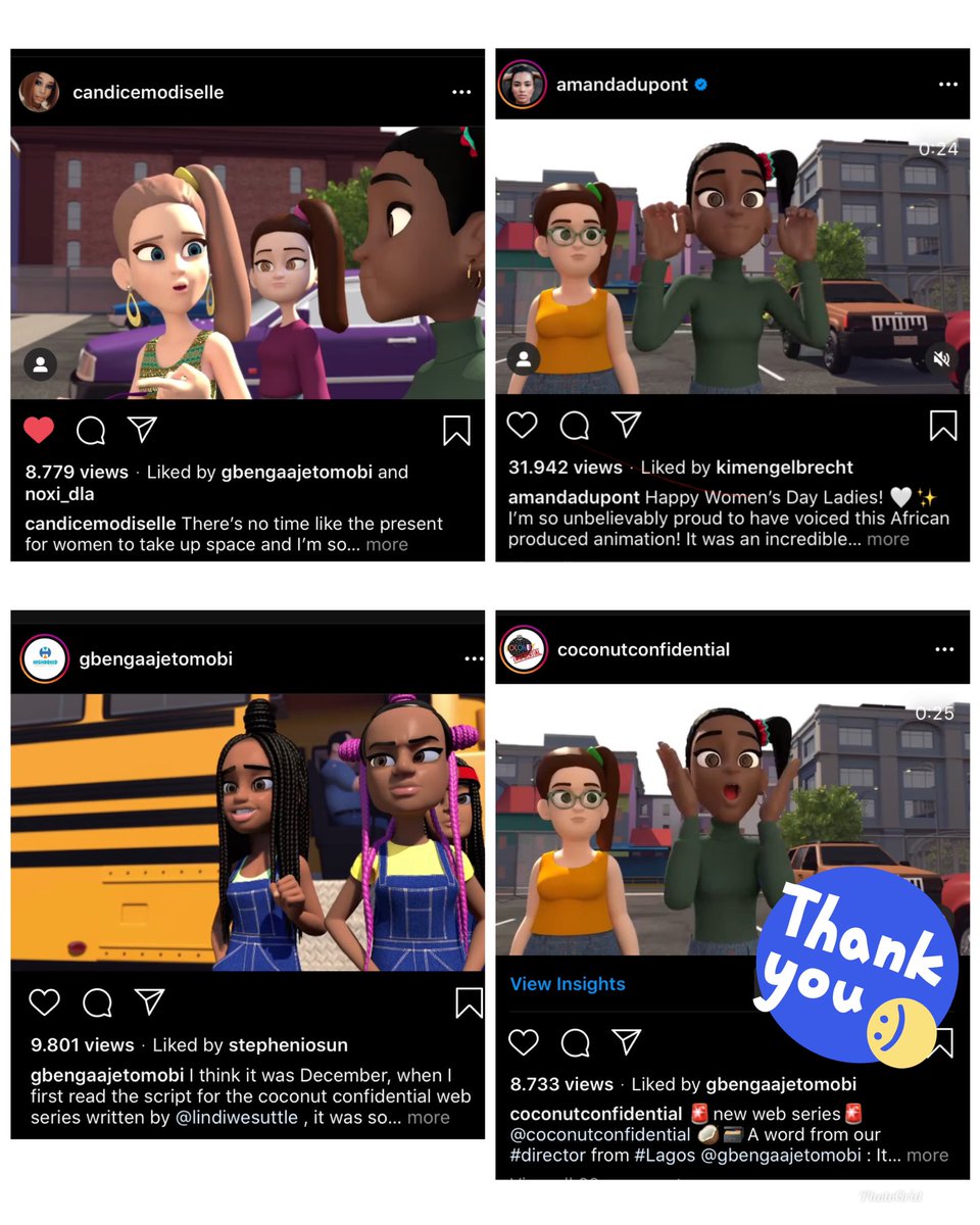 lindiwesuttle's tweet photo. Over 60K views on Instagram of my web series #CoconutConfidential trailer in less than 24hours! This is insane. It’s obvious, people want MORE #BLACKANIMATION.
.
@NetworkISA @NetflixSA @hulu @FilmTVDiversity @strongblacklead @PrimeVideo @moredisneyplus https://t.co/jDSKfb97ps https://t.co/b2yAJob5pE