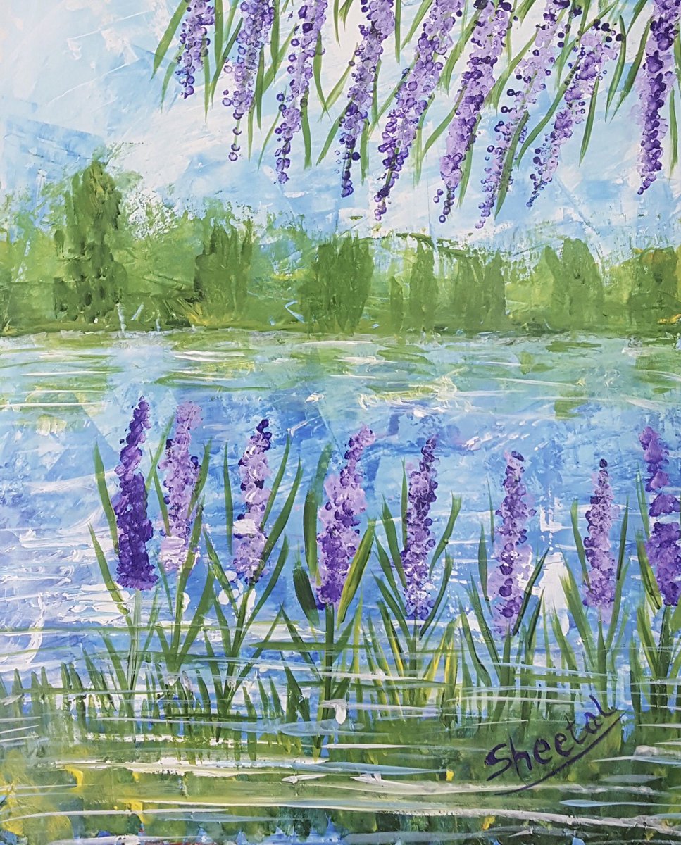Title: Lavender flowers                      Abstract Art                                     Medium: Acrylic                               #sheetalartz #abstractart #abstractflowers #lavender #acryliccolour