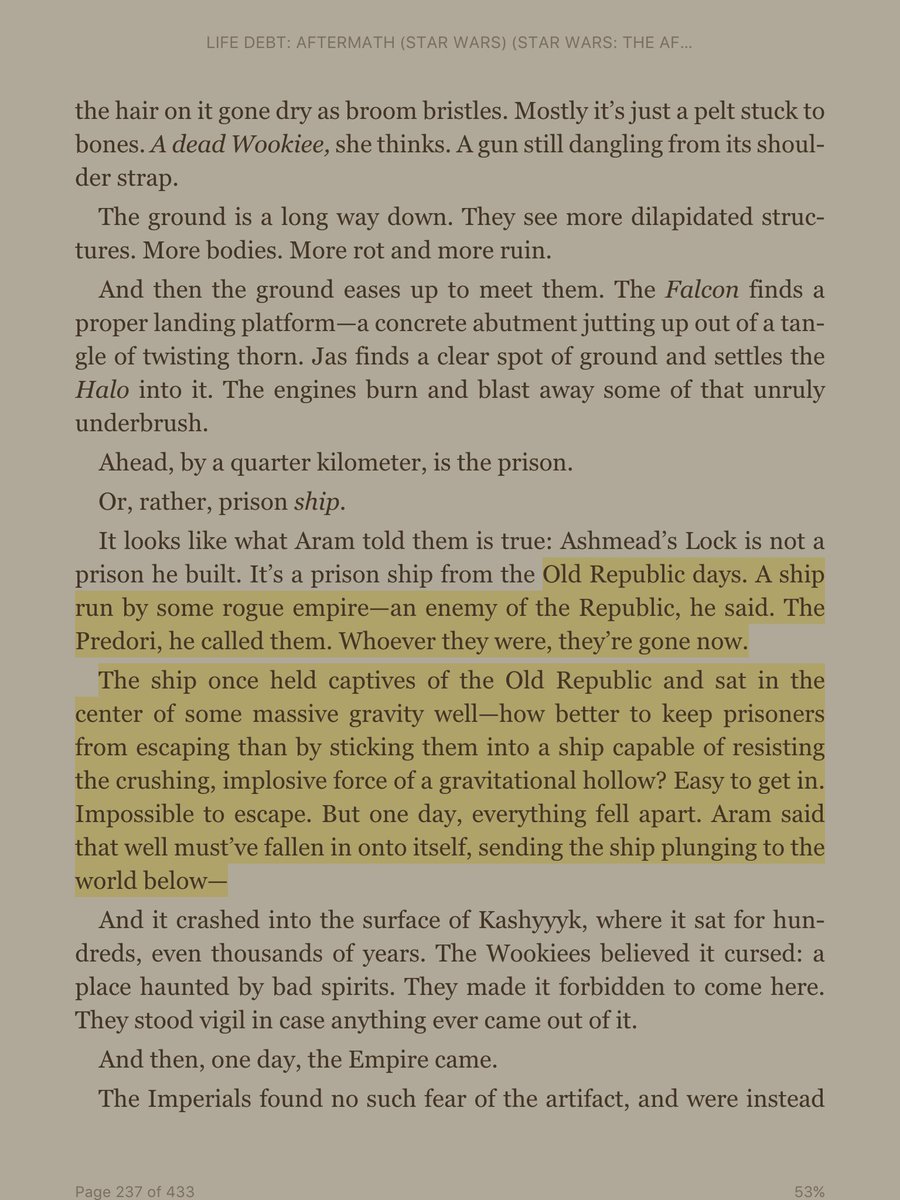 First up KashsyykIt was based in an *Old Republic* ship. It was ultimately powered by the prisoners life force. At some point they were all given chips that turned them into sleeper agentsTheres not much beyond this other than its very interesting they highlight Old Rep here