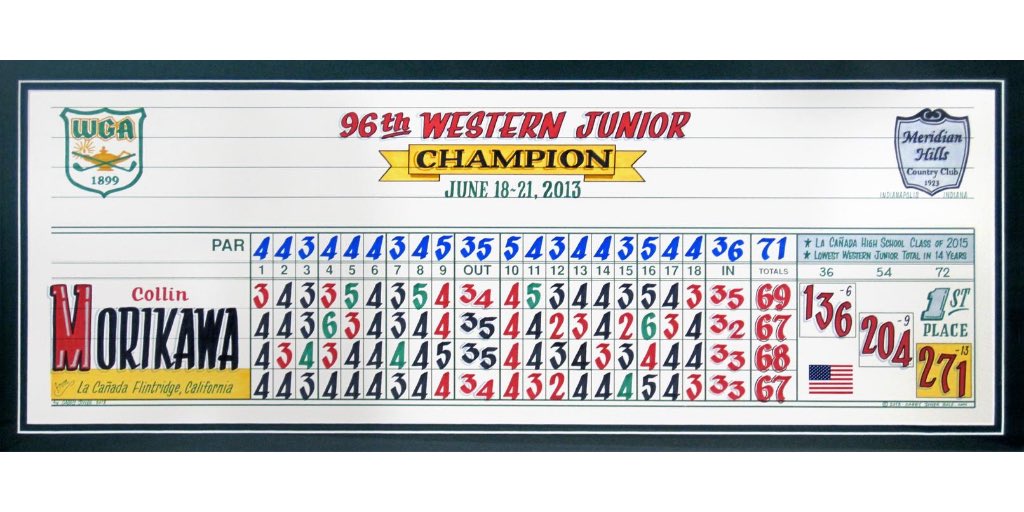 caseyjonesgolf's tweet photo. What a week @pgachampionship for @collin_morikawa! I knew he was destined for great things after I drew this for his 2013 win @TheWesternJr. And, great job on the bag, J.J. Jakovac!
 
#golfscoreboardguy #golfcalligraphy #golfscoreboard #golfart #golfartwork #golfaward #golfawards https://t.co/tjB1MW3kHQ