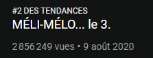 BryanBoss7's tweet photo. Alors, peux ont parler du fait que #melimelo3 qui a été la vidéo la plus attendu de l'année est que 2ème des tendances YouTube, sachant que la 1ère vidéo est une musique d'#inoxtag que personne n’attendait ? https://t.co/qD60sFEDUD
