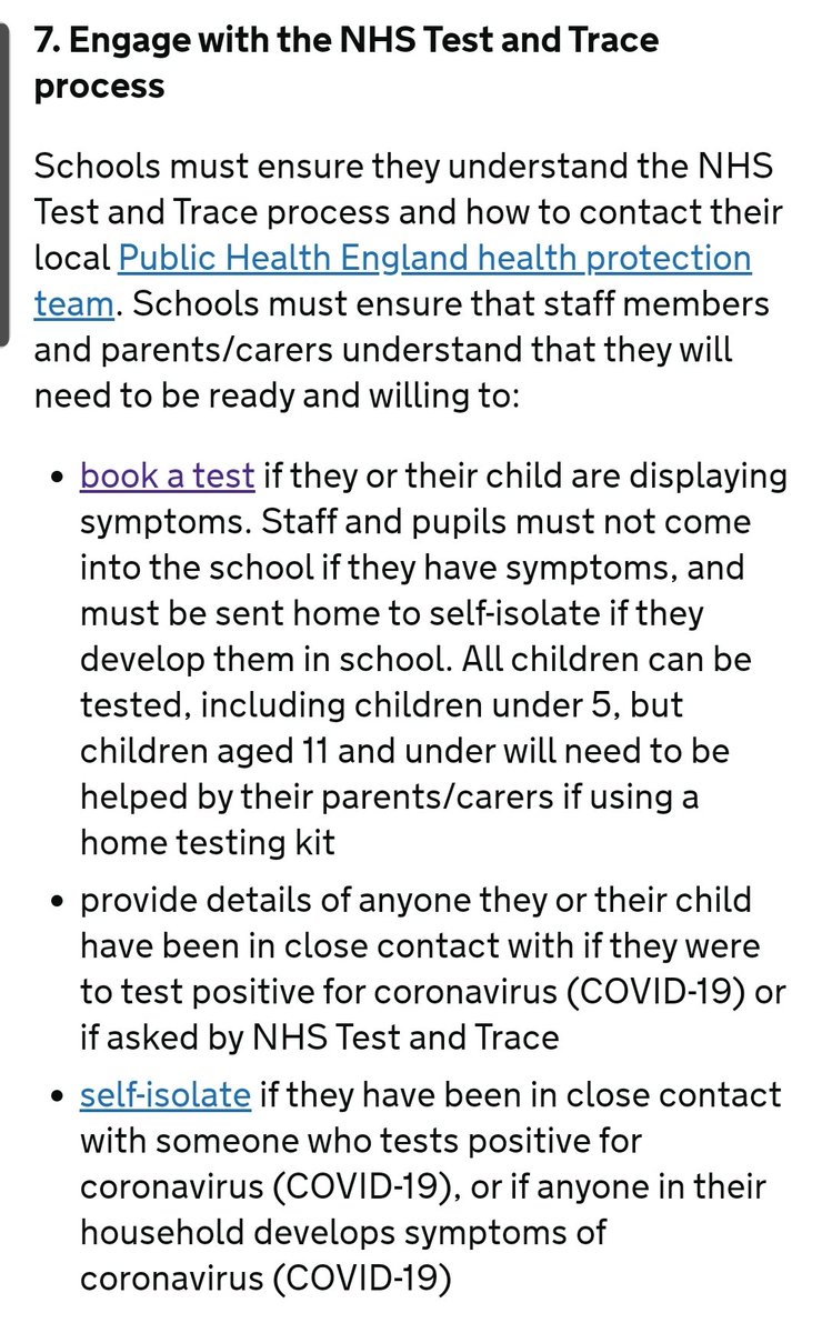 4/ The other addition is engagenebt with Track and Trace.In September if a student has symptoms they are sent home and need to be tested, at this point no one else is isolated. The speed they are tested and recieve results will be vitally important, because those who have been