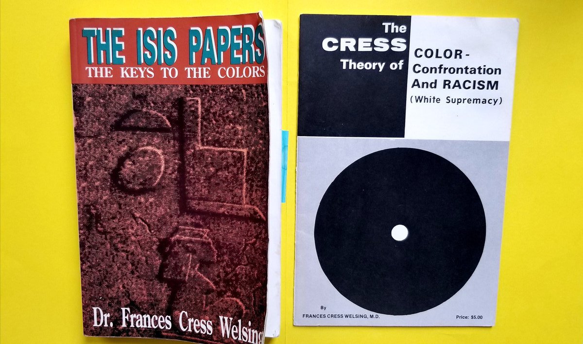 Maybe I can do the same, now:The ideas in Welsing's work, to which you alluded, come from the opening chapter of *Isis Papers*; a piece which originally appeared as a separate pamphlet.The pamphlet, and the chapter, are both titled, "The Cress Theory of Color-Confrontation."