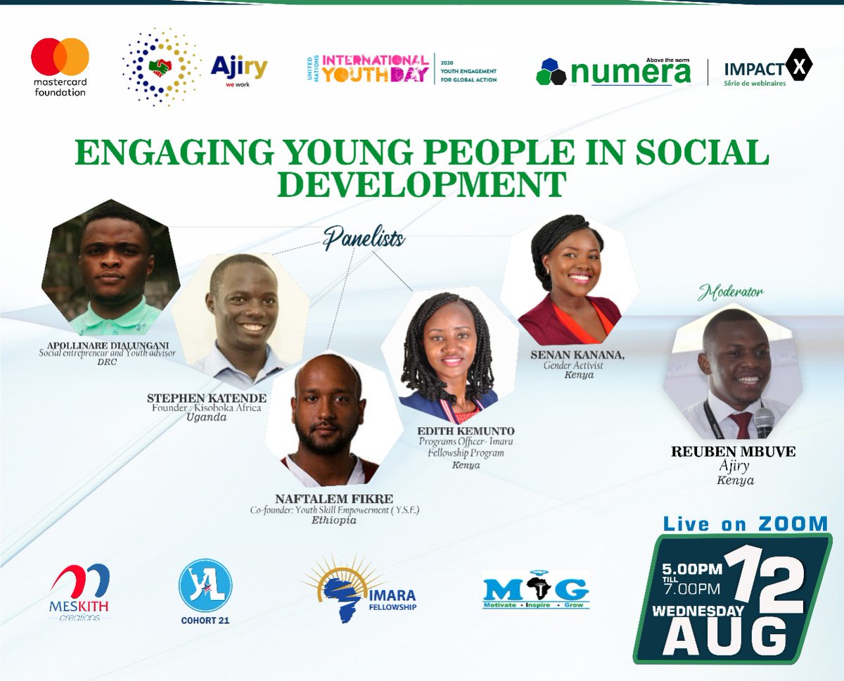 NumeraConsult's tweet photo. International Youth Day - ImpactX Webinar Series - https://t.co/ExywN6TLH1

Welcome to our 7th Session of the #ImpactXwebinarSeries

#NumeraConsult
#AboveTheNorm https://t.co/ZAfDGS7X1z