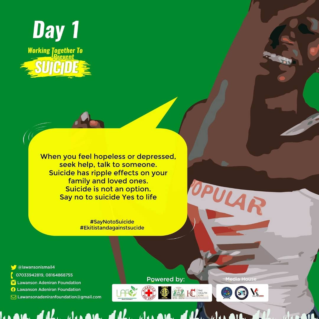 NYCSRFEKITI's tweet photo. #NYCSRFSTANDAGAINSTSUICIDE
#EKITISTANDAGAINSTSUICIDE
@bisiafayemi 
@LadyBecca5 
@Lawansonismail4 https://t.co/pKISARzLL7