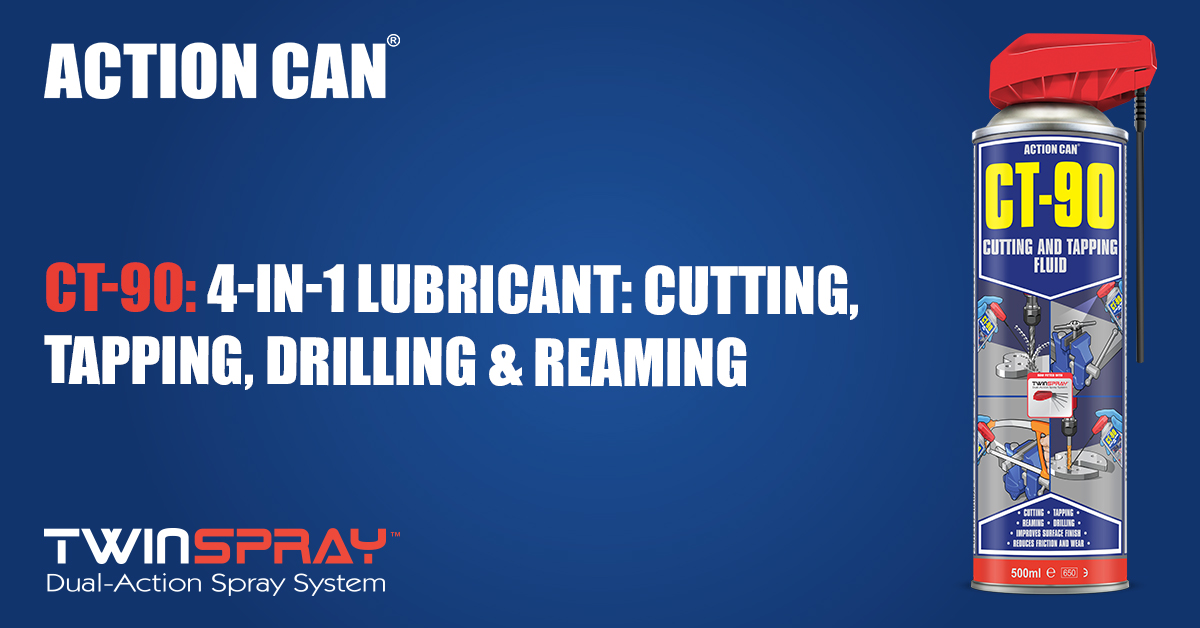 ActionCanPro's tweet photo. CT-90 TwinSpray, a 4-in-1 cutting, tapping, drilling and reaming lubricant, specially designed to withstand extreme pressure found working with all tough metals. https://t.co/4tGS38xe1X