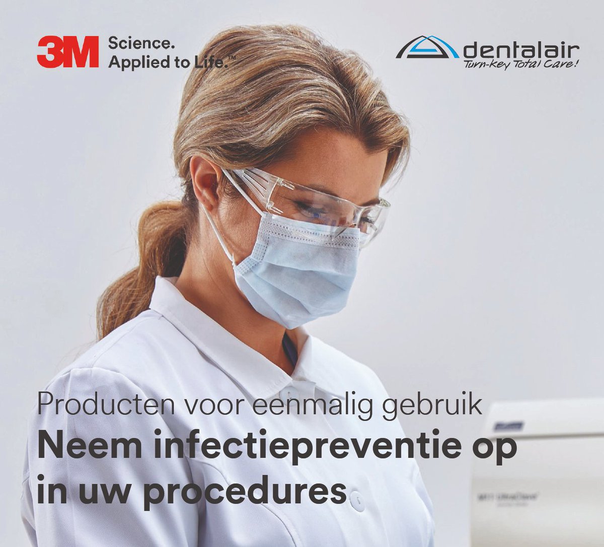 3M Single Use Actie: 3+1 gratis of 25% korting bij aankoop per 4 deelnemende 3M actieproducten*

Voor meer info over de aanbiedingen kunt u contact opnemen met uw Dentalair verkoopadviseur of klik op bit.ly/30wIAAf voor meer informatie. Geldig t/m 31 augustus 2020.