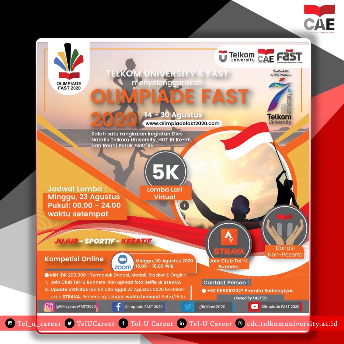 TelUCareer's tweet photo. [OLIMPIADE FAST 2020 ]
 #TelUtizen kita ikut serta memeriahkan rangkaian acara Olimpiade FAST 2020.
Pendaftaran:
https://t.co/gT4wo9tWOy
Kirim Bukti transfer di
https://t.co/GSAGQueOS0
Upload Video di
https://t.co/gWReFeSJCu https://t.co/sJtgoIDC8m