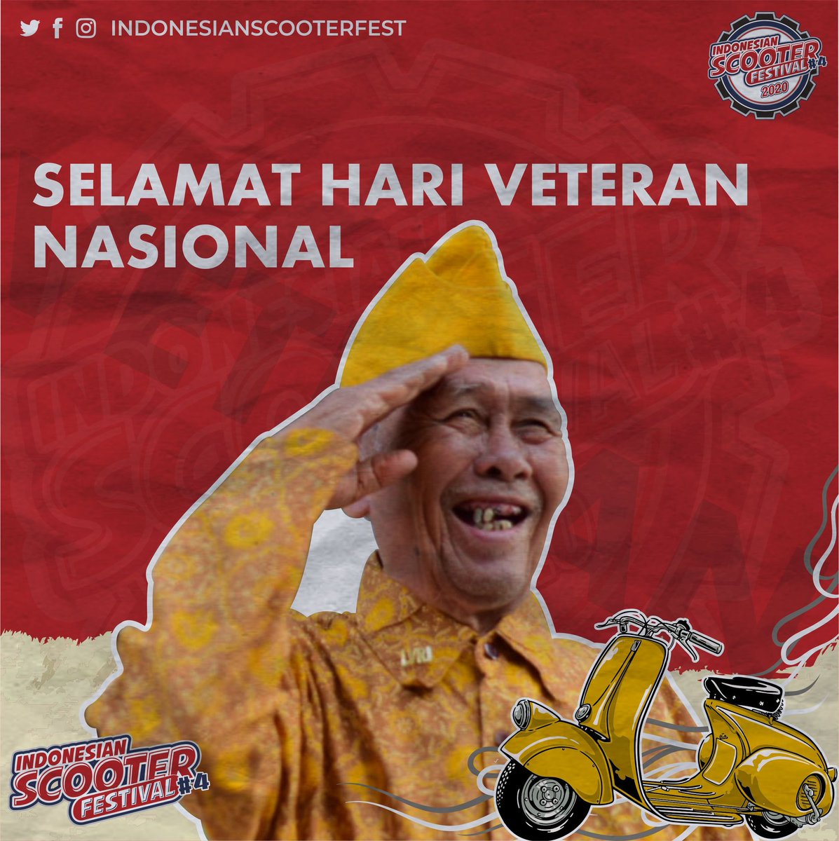 indoscooterfest's tweet photo. Pada Hari ini tanggal 10 Agustus yang menandai di bumi kembali kita mengingat bahwa tanah ini memiliki putra dan putri bangsa. Mereka adalah pejuang bagi kemerdekaan dan para yang rela mengorbankan jiwa raga nya hanya untuk Republik Indonesia. Selamat Hari Veteran Indonesia.
.
. https://t.co/eMQ9NwqfmE