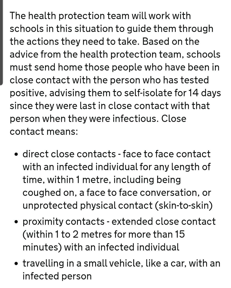 9/ When a positive test is confirmed close contacts must isolate. Close contacts do not include buses and trains, only smaller vehicles like cars, this doesnt match up with masks being mandated on public transport, also with close contacts only defined as withing 1 or 2 metres