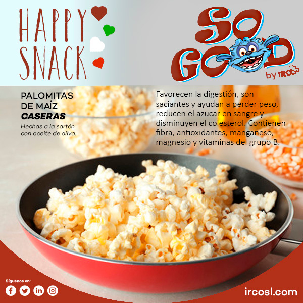 ircosl's tweet photo. Las #palomitas de maíz caseras, hechas a la sartén, con aceite de oliva, tienen muchas propiedades nutritivas:
✅favorecen la digestión y saciantes
✅reducen el azúcar en sangre y el colesterol
✅fibra, antioxidantes, minerales y vitaminas del grupo B
#HappySnack #SoGood https://t.co/esjmONPpXN
