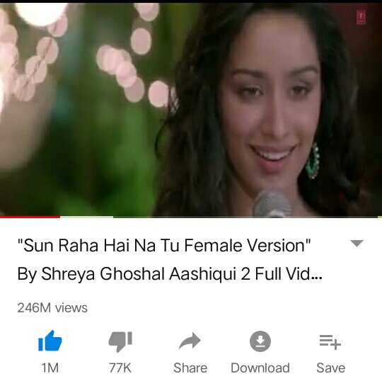 moorthy_mari's tweet photo. Heartily congrats to #SunRahaHaiNaTu team #1M likes and #246M views, from the film #Aashique2 @shreyaghoshal @officiallyAnkit #SandeepNath #AdityaRoyKapur @ShraddhaKapoor @TSeries https://t.co/aGiukJoaYx