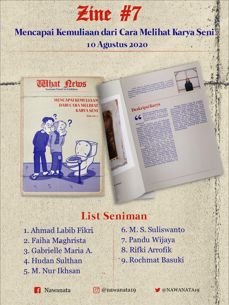 NAWANATA19's tweet photo. Dalam melihat karya seni, kita tidak dapat menjadi pengamat visual tanpa melibatkan nilai yang membuat sesuatu itu disebut “karya  seni”.
Langsung cek karya Zine #7 "Mencapai Kemuliaan dari Cara Melihat Karya Seni". https://t.co/V6GOToiBl3