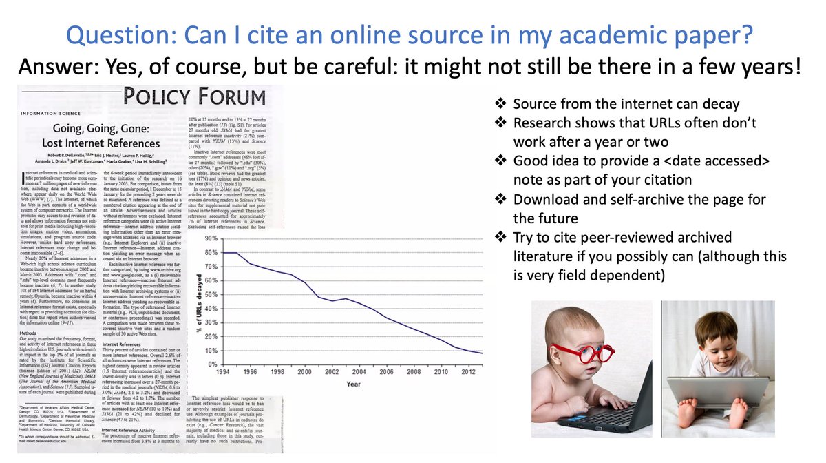 diffusionediti1's tweet photo. Can I cite online sources?
It’s possible: be careful to self-archive. Online URLs have a tendency to vanish &amp; change location

#writingadvice #Training #onlinelearning #AcademicChatter #AcademicTwitter #scicomm  #academicpublishing #Past3amSquad #phdpain #ECR #PhD #MedTwitter https://t.co/QmrYae2dRL