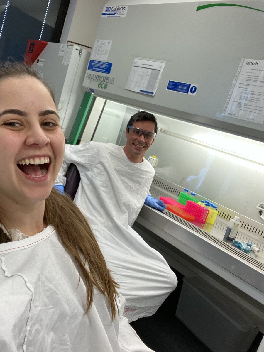 DrGuyCameron's tweet photo. Socially distanced laboratory shenanigans with ⁦@itskaylani⁩ https://t.co/swWhMFNDiP