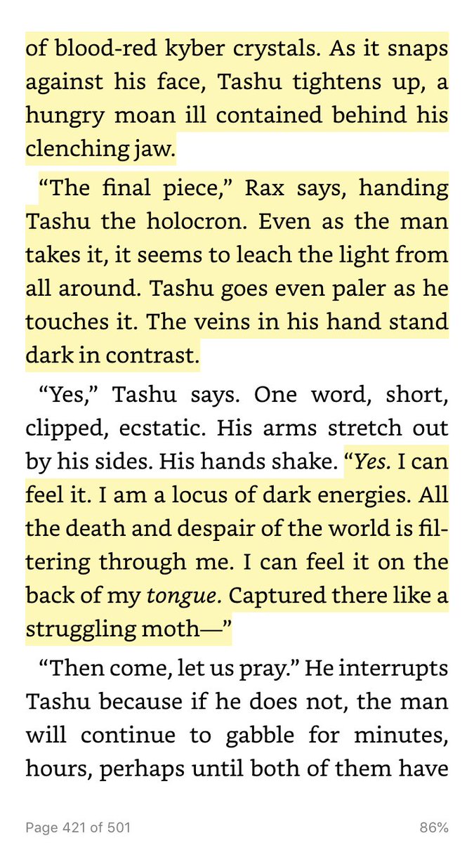 Eventually they riot & attack locals on Devaron - in a spot specifically close to the old Jedi temple (featured in Fallen Order) which is on a vergence - and use the sith relics to try and gain more powerTashu does it too on Jakku before being thrown into the pit as a sacrifice