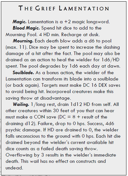 Hjorimir's tweet photo. I love making named swords for my setting.

The Steel Remorse
Slake, The Thirsting Blade
Threnody
A trio of swords called The Three Griefs: Lamentation, Requiem, Dirge

Do you name magic items for your games? Share some examples of some of your favorites please!

#dnd5e https://t.co/knudiCkdW0