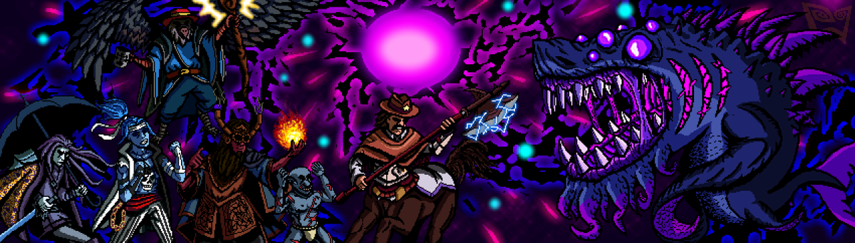 pwgamedesign's tweet photo. @GloriousArcadum @AdmiralBahroo @MOONMOON_OW @SterLovesFood @Octopimp @JoeZieja @goldentot

Shattered Crowns vs the Violet Shark in Darkest Dungeon style/poses. https://t.co/QL6Di5AiwM