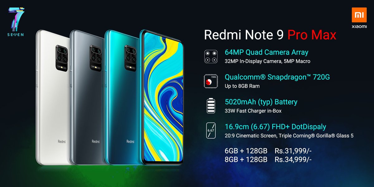 gadget_concern's tweet photo. Here's the price of #RedmiNoteProMax from @XiaomiNepal.

Price in Nepal:
- Rs 31,999 (6GB+128GB) 
- Rs 34,999 (8GB+128GB)

Key Specs:
- 64MP Quad Camera Array
- 32MP In-Display Selfie camera
- Qualcomm Snapdragon 720G
- 33W Fast Charger In-Box

 How much did you like the pricing? https://t.co/UGfA3LhUKY