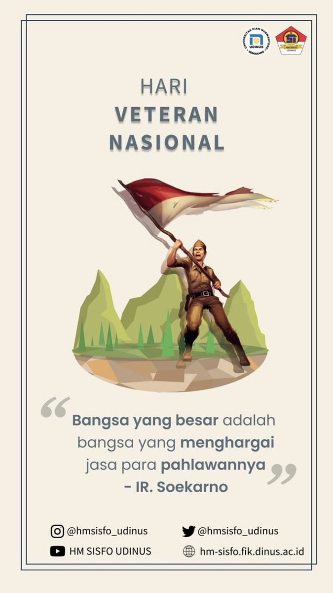 “Bangsa yang besar adalah bangsa yang menghargai jasa para pahlawannya -Ir. Soekarno-“
Selamat Hari Veteran Nasional 10 Agustus 2020